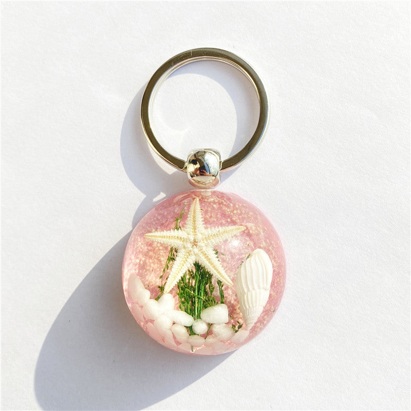 Wholesale 6pcs Summer New Starfish Resin Keychain
